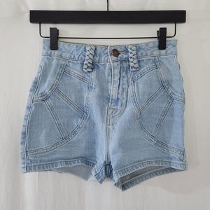 BDG Shorts with Braided Belt Loops in Blue Light Wash Women's Size 24